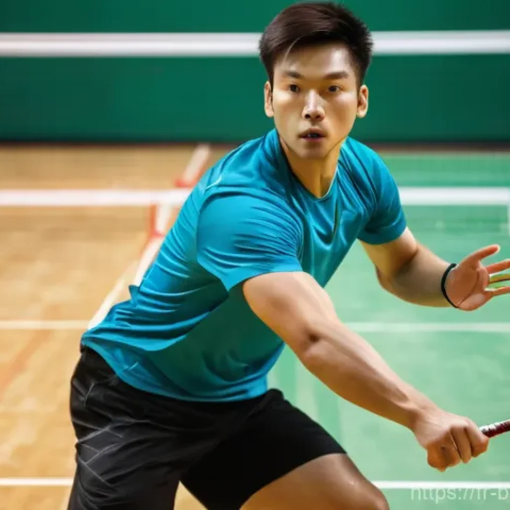 배드민턴 대회 준비 훈련 일정 - **Dynamic Badminton Training Session**
    A highly athletic male badminton player, in his early 20s...