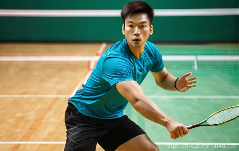 배드민턴 대회 준비 훈련 일정 - **Dynamic Badminton Training Session**
A highly athletic male badminton player, in his early 20s...