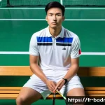 배드민턴 경기 중 집중력 유지 비법 - **Prompt:** A male badminton player, in his late 20s, with a focused and serene expression. He is se...