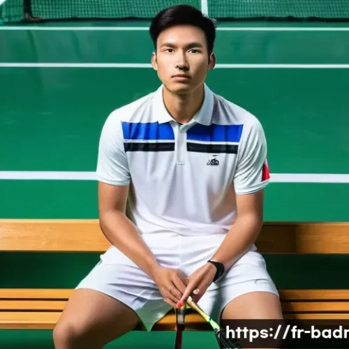 Home 28 배드민턴 경기 중 집중력 유지 비법 - **Prompt:** A male badminton player, in his late 20s, with a focused and serene expression. He is se...