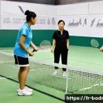 초보자를 위한 배드민턴 라켓 추천 - **Prompt for image generation:** "A bright, clean badminton specialty store. A diverse group of enth...